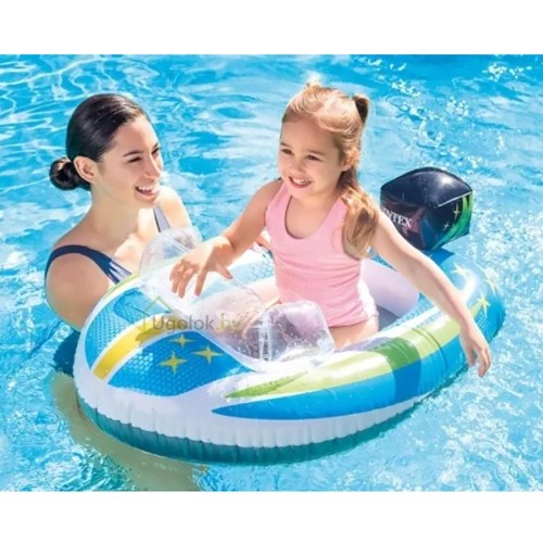 Надувная детская лодка для бассейна Катер Intex 119х114 см (59380) 3-6 лет Надувная детская лодка для бассейна Катер Intex 119х114 см (59380) 3-6 лет