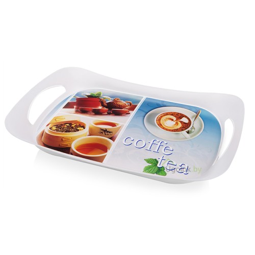 Поднос с ручками пластиковый большой (белый) Поднос с ручками пластиковый большой (белый)