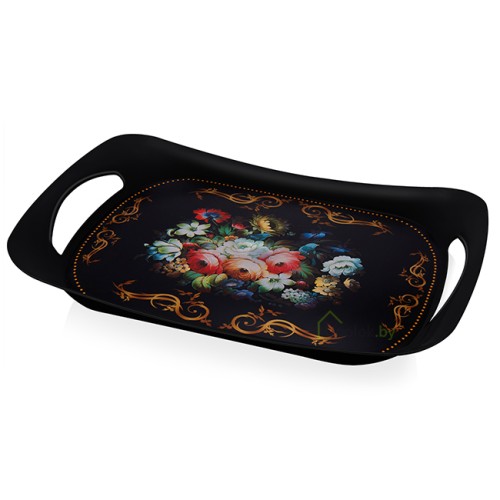 Поднос с ручками пластиковый малый (черный) Поднос с ручками пластиковый малый (черный)