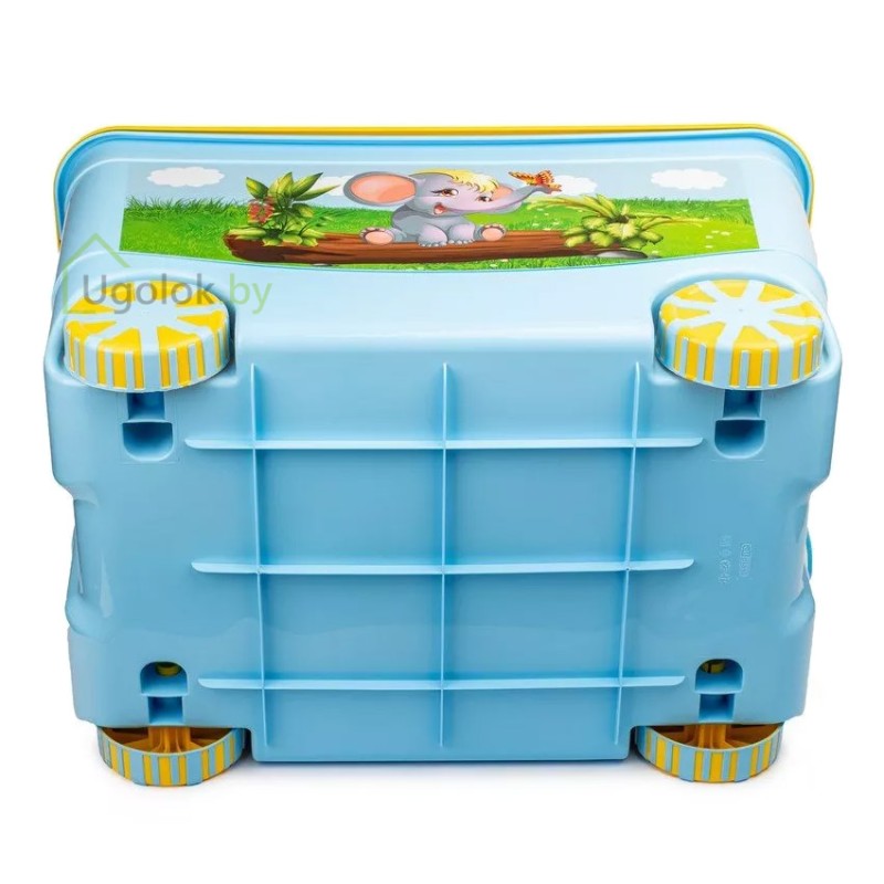 Ящик для игрушек KidsBox на колёсах (бирюзовый/желтый)