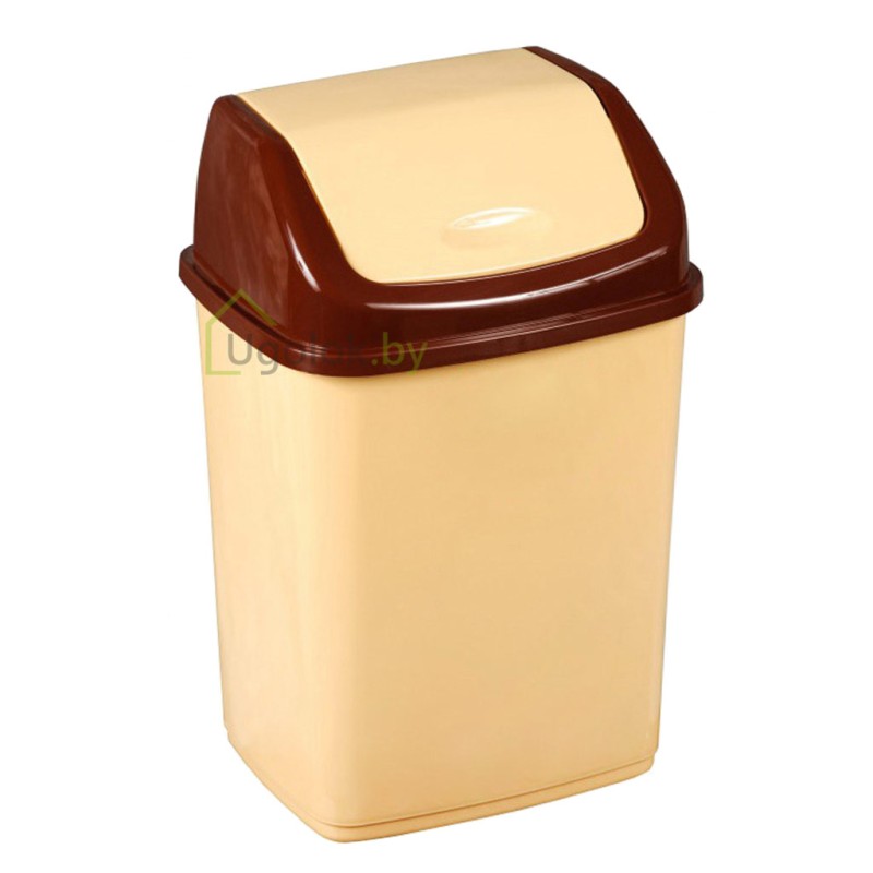 Контейнер для мусора 5 л Ромашка с перекидным верхом, бежевый/коричневый
