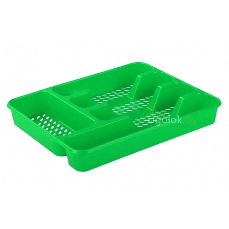 Пластиковый лоток для столовых приборов Капелька, зеленый