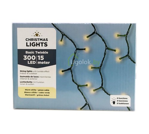 Гирлянда светодиодная Lumineo 493192 15 м 300 LED Basic Twinkle теплый белый Гирлянда светодиодная Lumineo 493192 15 м 300 LED Basic Twinkle теплый белый