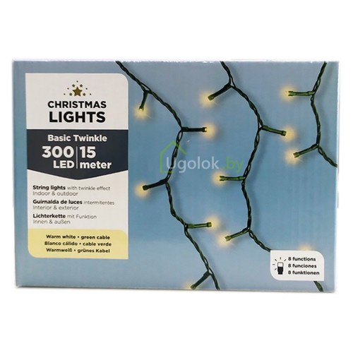 Гирлянда светодиодная Lumineo 493192 15 м 300 LED Basic Twinkle теплый белый Гирлянда светодиодная Lumineo 493192 15 м 300 LED Basic Twinkle теплый белый