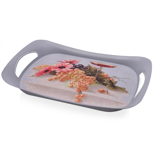 Поднос с ручками пластиковый малый (серый) Поднос с ручками пластиковый малый (серый)