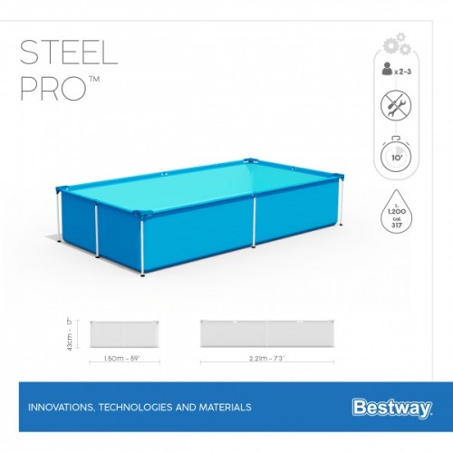 Бассейн каркасный Bestway 56401 Steel Pro 221x150x43см