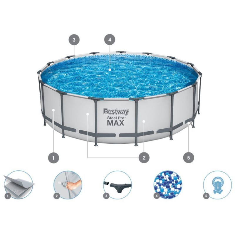 Бассейн каркасный Bestway 56438 Round steel Pro MAX 457x122  56438 - фото 8 | Ugolok.by