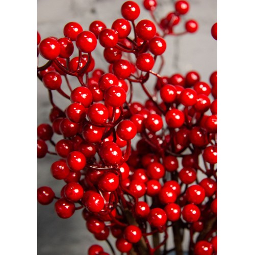 Ветка декоративная с ягодами рябины, 43 см (26197)
