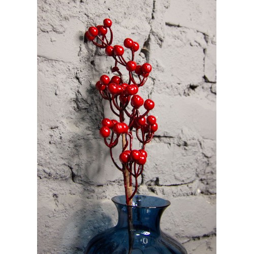 Ветка декоративная с ягодами рябины, 43 см (26197)
