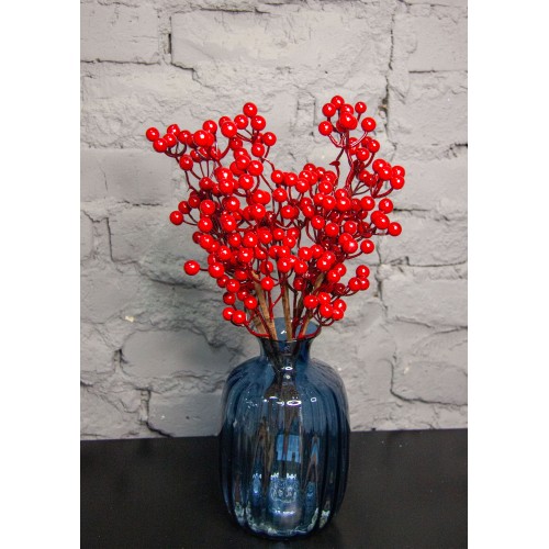 Ветка декоративная с ягодами рябины, 43 см (26197)