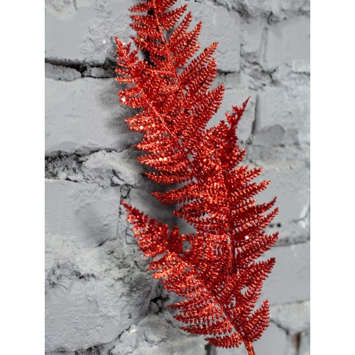 Ветка декоративная папоротник красный, 68 см (39445)