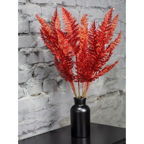 Ветка декоративная папоротник красный, 68 см (39445)