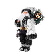 Дед Мороз  в белой шубке с фонариком и хворостом, 30 см (21842-30)