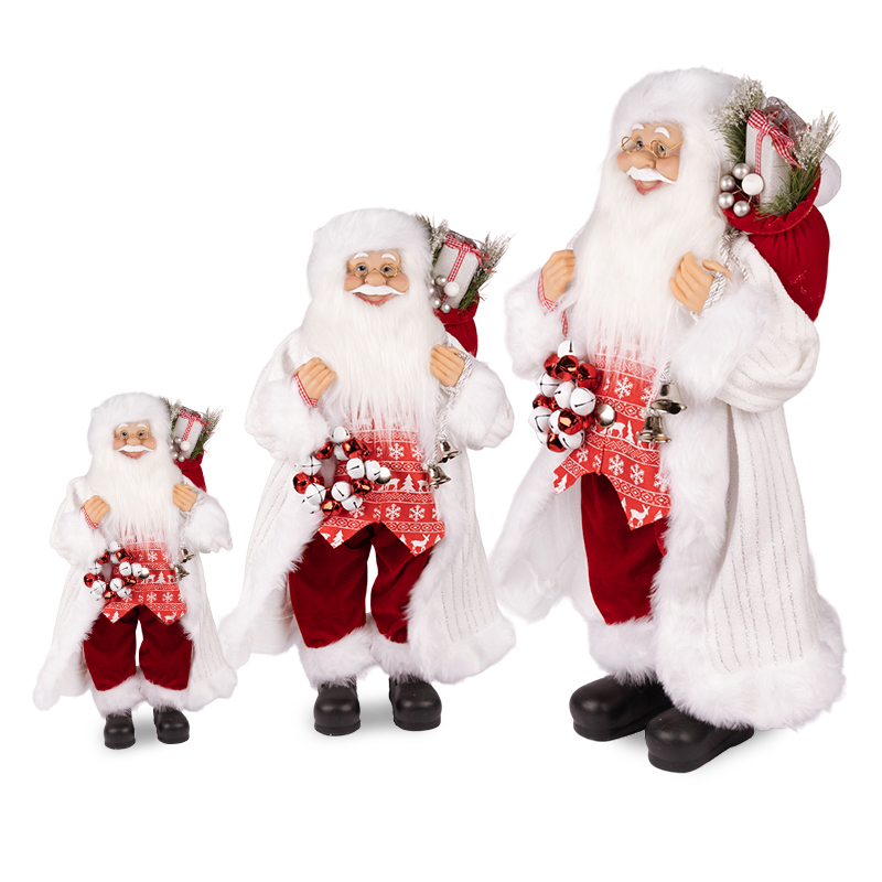 Дед Мороз в белой шубке и красной жилетке, 45 см (181781-45)