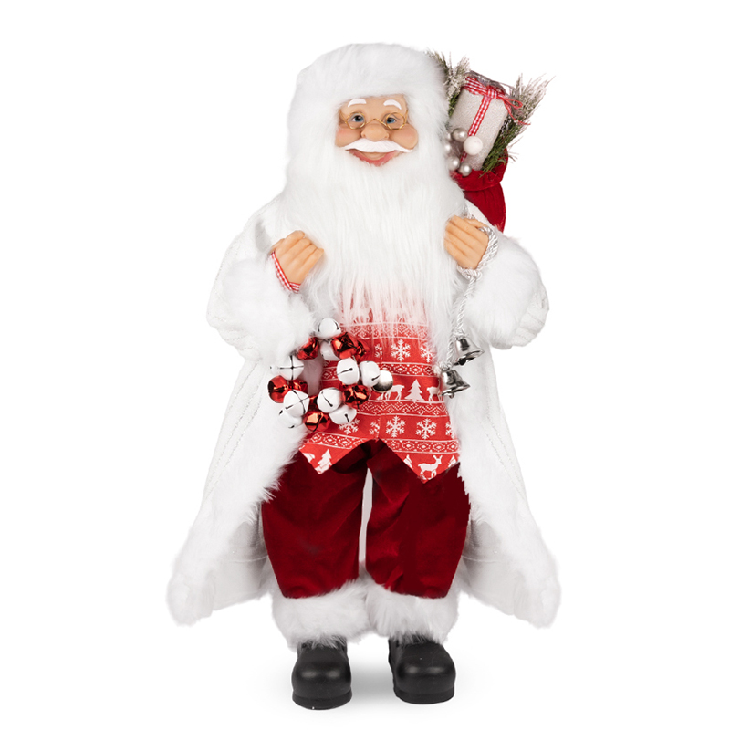 Дед Мороз в белой шубке и красной жилетке, 60 см (181781-60)