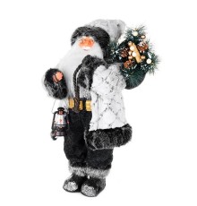 Дед Мороз в белой шубке с фонариком и хворостом, 45 см (21842-45)