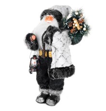 Дед Мороз в белой шубке с фонариком и хворостом, 60 см (21842-60)