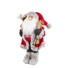 Дед Мороз в красной шубке с лыжами и подарками, 30 см (21831-30)