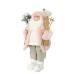 Дед Мороз в розовой шубке с лыжами и подарками, 30 см (21835-30)