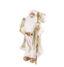 Дед Мороз в золотой шубке с подарками и посохом, 30 см (21838-30)