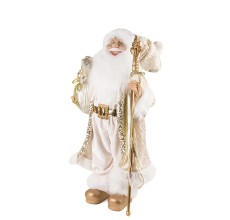 Дед Мороз в золотой шубке с подарками и посохом, 30 см (21838-30)
