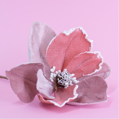 Цветок декоративный магнолия розовый, 15 см (03317)