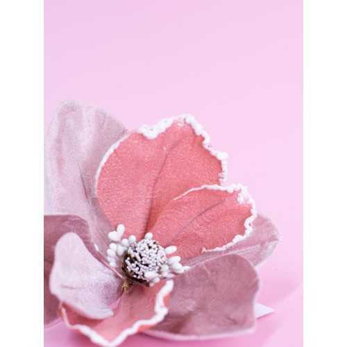 Цветок декоративный магнолия розовый, 15 см (03317)