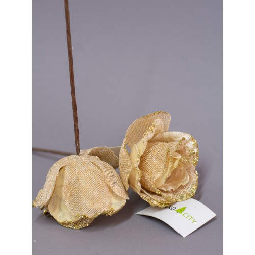 Цветок розы декоративный, шампань, 10 см (23226)