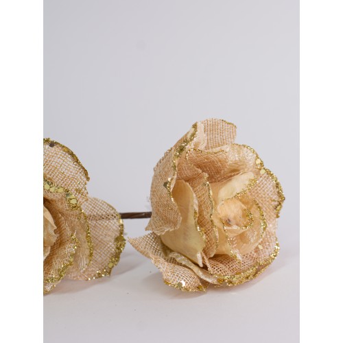 Цветок розы декоративный, шампань, 10 см (23226)