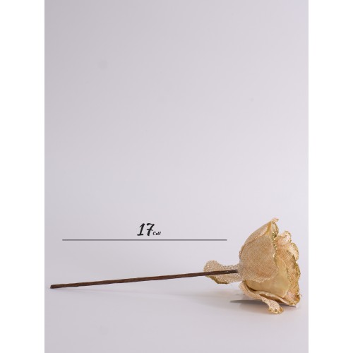 Цветок розы декоративный, шампань, 10 см (23226)