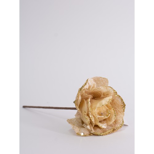 Цветок розы декоративный, шампань, 10 см (23226)