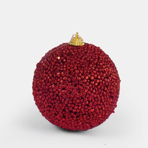 Шар новогодний, 10 см (красный, 39172-1)