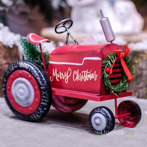 Украшение новогоднее Трактор с елочкой 29х16х23 см