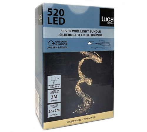 Гирлянда светодиодная «Хвост» String Light, 2 м, 520 ламп (теплый белый, 84927) Luca lighting