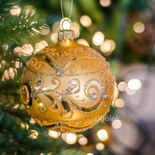 Новогодний шар 8 см Д-263 золотой матовый (ручная работа) Новогодний шар 8 см Д-263 золотой матовый (ручная работа)