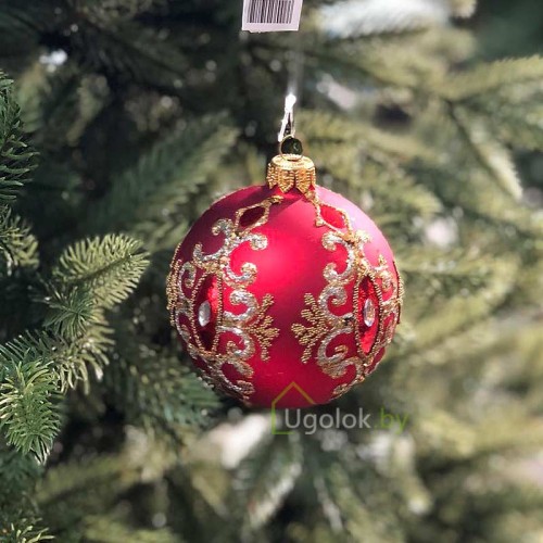 Новогодний шар 8 см Д-320 красный матовый (ручная работа) Новогодний шар 8 см Д-320 красный матовый (ручная работа)