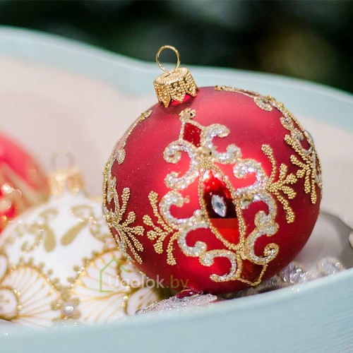 Новогодний шар 8 см Д-320 красный матовый (ручная работа) Новогодний шар 8 см Д-320 красный матовый (ручная работа)