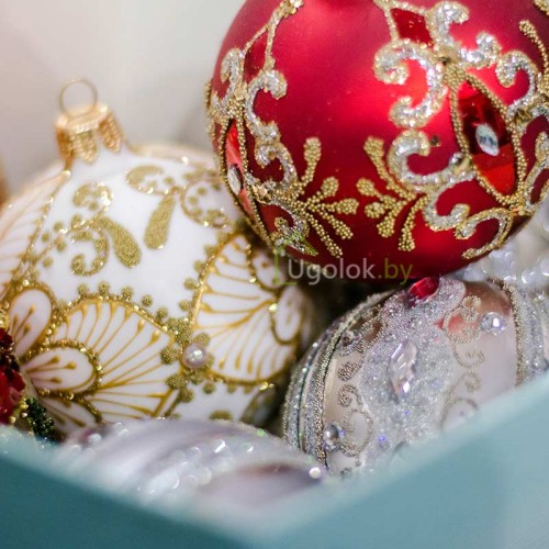 Новогодний шар 8 см Д-320 красный матовый (ручная работа) Новогодний шар 8 см Д-320 красный матовый (ручная работа)