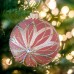 Стеклянный новогодний шар 8 см Д-384 шоколадно-розовый (ручная работа)