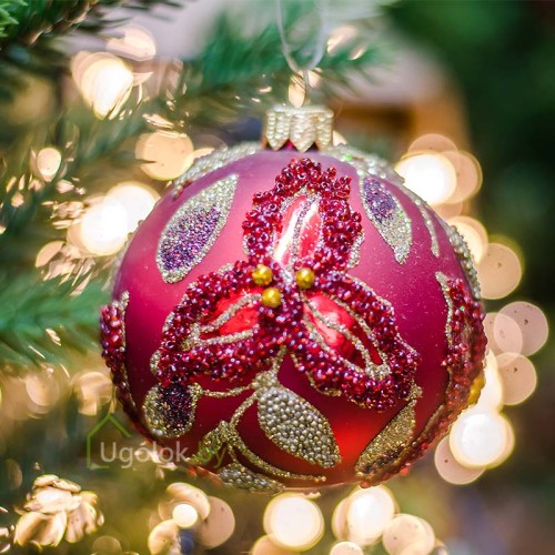 Новогодний шар 8 см Ш-319 красный матовый (ручная работа)