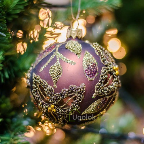 Новогодний шар 8 см Ш-319 шоколад матовый (ручная работа)