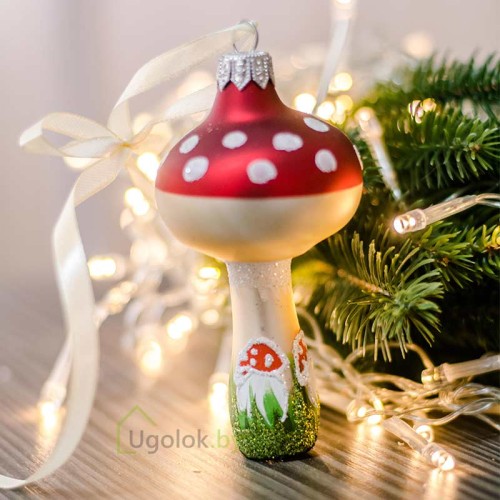 Ёлочная игрушка Грибок Мухомор (ручная работа)