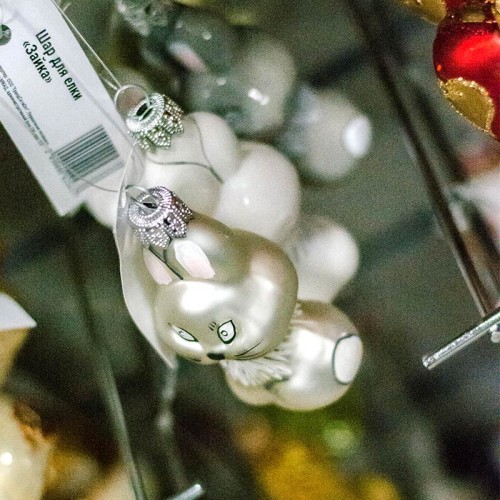 Ёлочная игрушка Зайка серебряный (ручная работа) Ёлочная игрушка Зайка серебряный (ручная работа)
