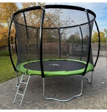 Батут SKYJUMP (скайджамп) MASTER green 252 cм (3 ноги) с защитной сеткой и лестницей