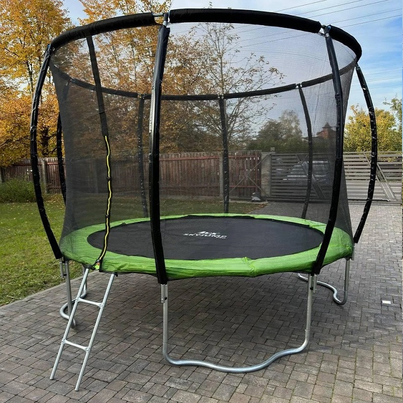 Батут SKYJUMP (скайджамп) MASTER green 252 cм (3 ноги) с защитной сеткой и лестницей SJM 252 green купить в Минске - интернет-магазин Ugolok.by