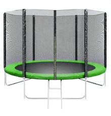 Батут SKYJUMP (СКАЙДЖАМП) зеленый PRO 252 cм (УСИЛЕННЫЙ) с защитной сеткой и лестницей