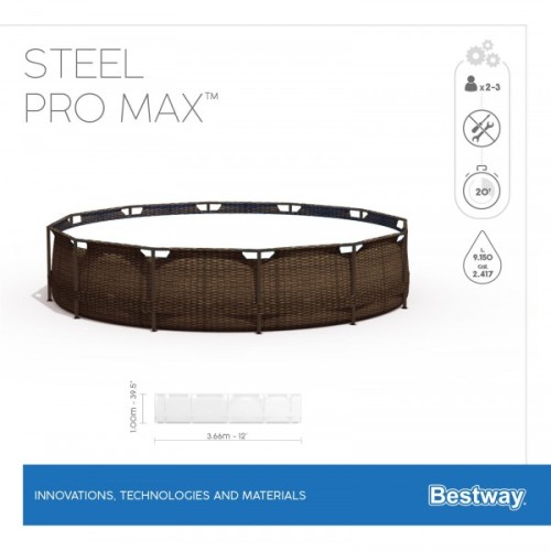 Бассейн каркасный Bestway 56709 Steel Pro MAX Ротанг 366x100 см 56709 - фото 9 | Ugolok.by