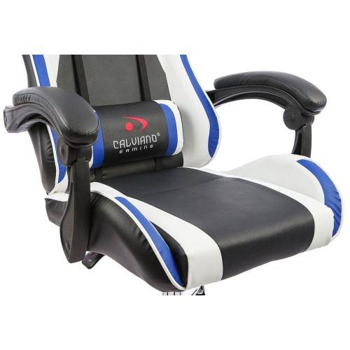 Вибромассажное кресло Calviano ASTI ULTIMATO black/white/blue