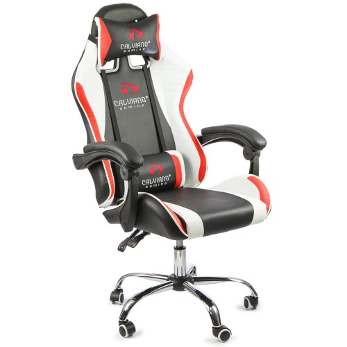 Вибромассажное кресло Calviano ASTI ULTIMATO black/white/red