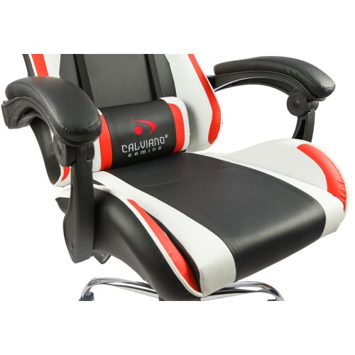 Вибромассажное кресло Calviano ASTI ULTIMATO black/white/red